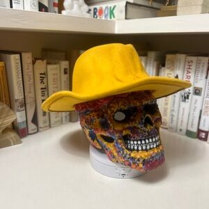 Yellow Wide Brim Fedora Hat – Size 6 7/8 (56 cm) – Stylish and Vibrant Headwear